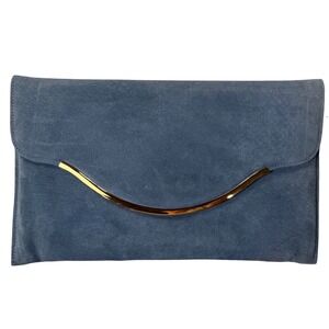 Toni Hush Puppies Vintage 80's-90's Super Suede Pigskin Leather Clutch Blue NWT